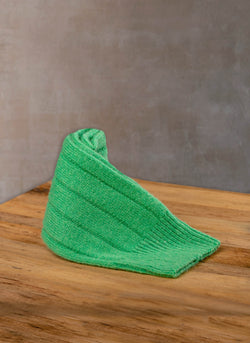 75% Cashmere Rib Sock in Happy Green Rolled Image