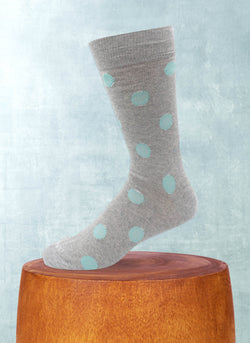 Stripe and Large Dot Sock in Light Grey