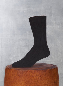Cashmere Blend Rib Sock in Black