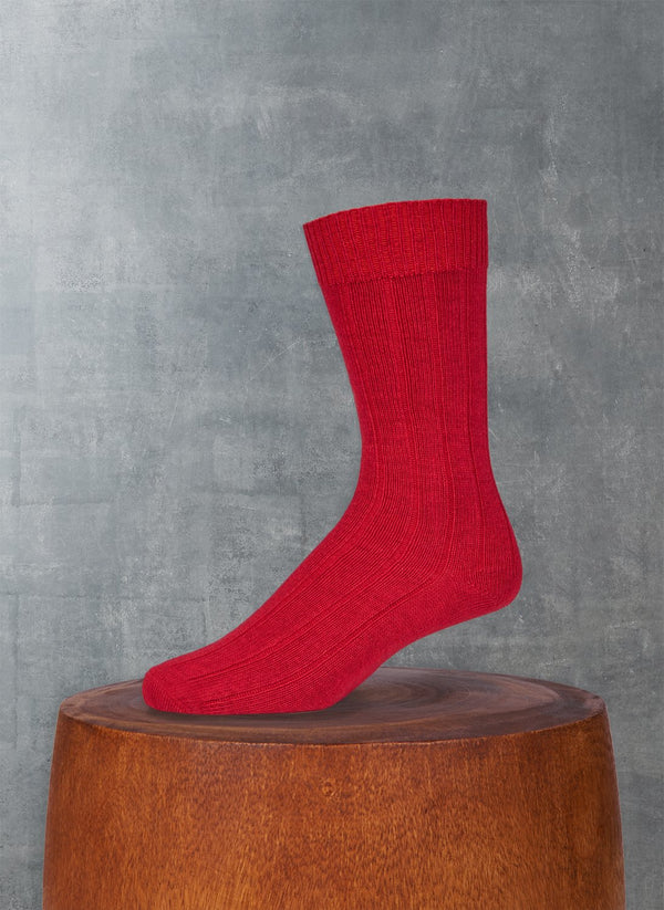 red cashmere rib sock