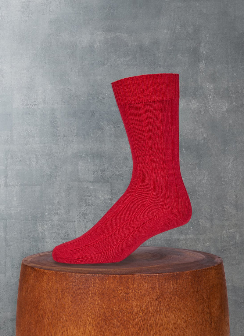 Cashmere Blend Rib Sock in Red