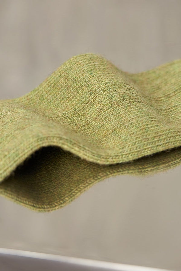 green cashmere rib sock detailed