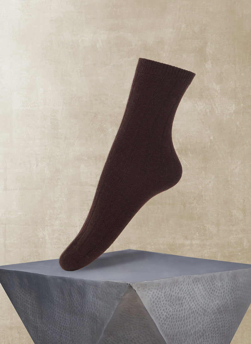 Women's Cashmere Sock in Brown