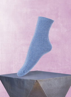 Women's Ribbed Cashmere Sock in Denim