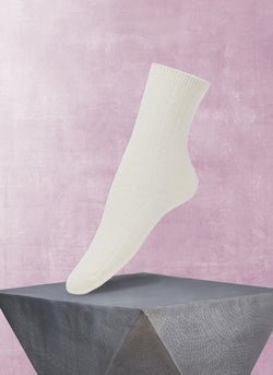 Women's Ribbed Cashmere Sock in Ivory