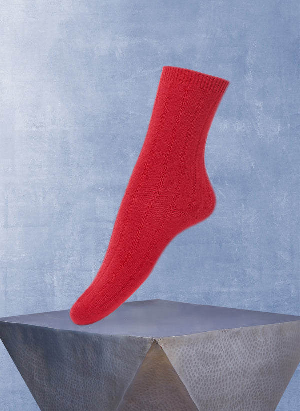 Women's Cashmere Sock in Red