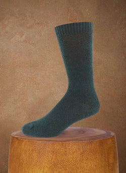 Flat Knit 75% Cashmere Sock in Hunter Green