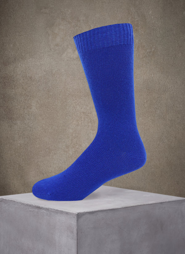 Flat Knit 75% Cashmere Sock in Royal Blue