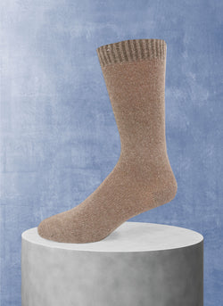 Flat Knit 75% Cashmere Sock in Taupe