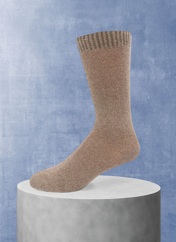 Flat Knit 75% Cashmere Sock in Taupe