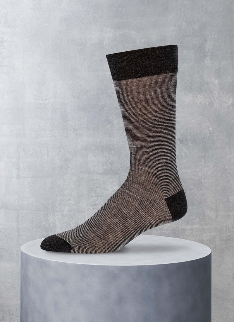 Merino Wool Mille Righe Sock in Charcoal