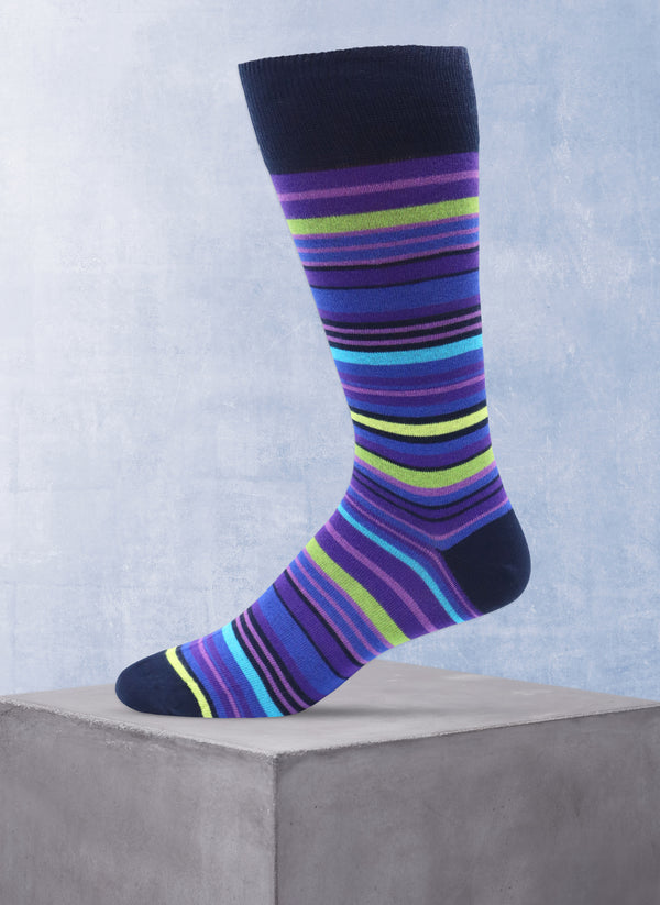 Bright Multi Stripe Sock in Purple