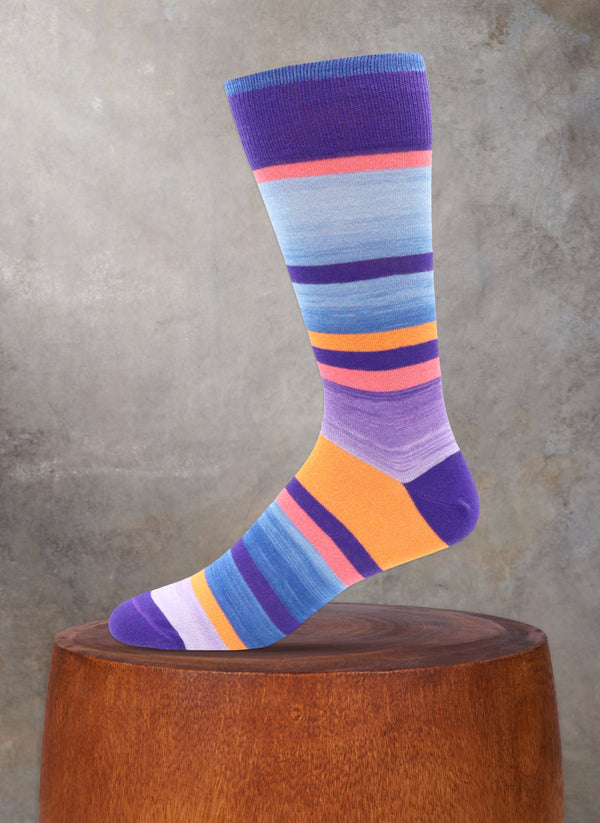 Space Dyed Multi Stripe Sock in Purple