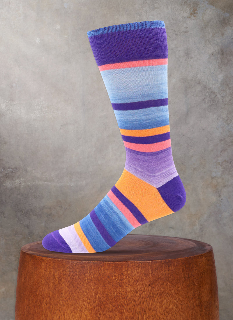Space Dyed Multi Stripe Sock in Purple