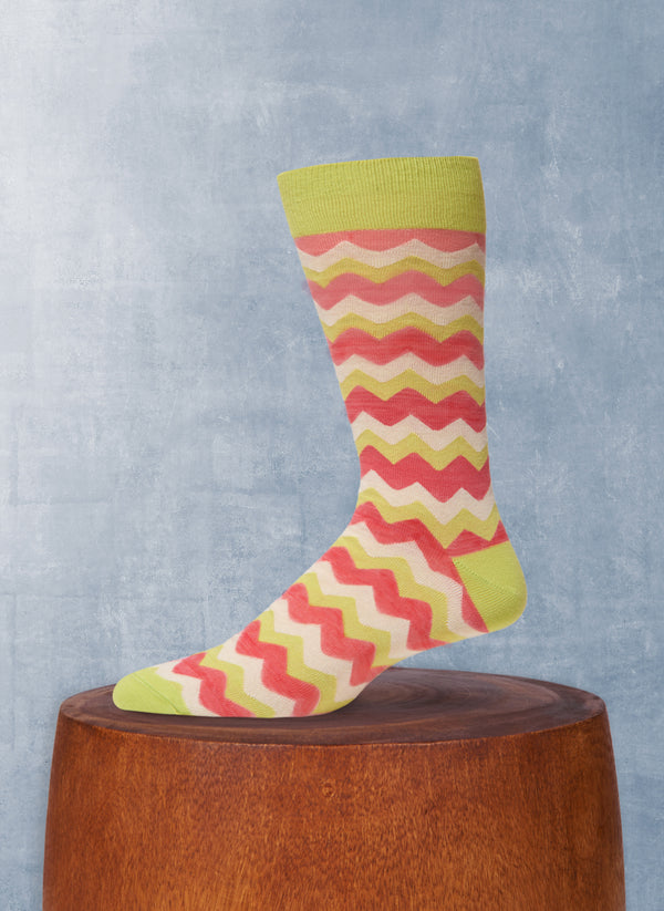 Space Dyed Zig Zag Sock in Lime Ombre