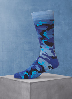 Space Dyed Camo Sock in Blue