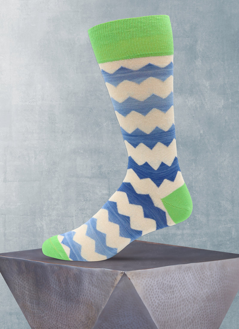 Space Dyed Zig Zag Sock in Lime and Green