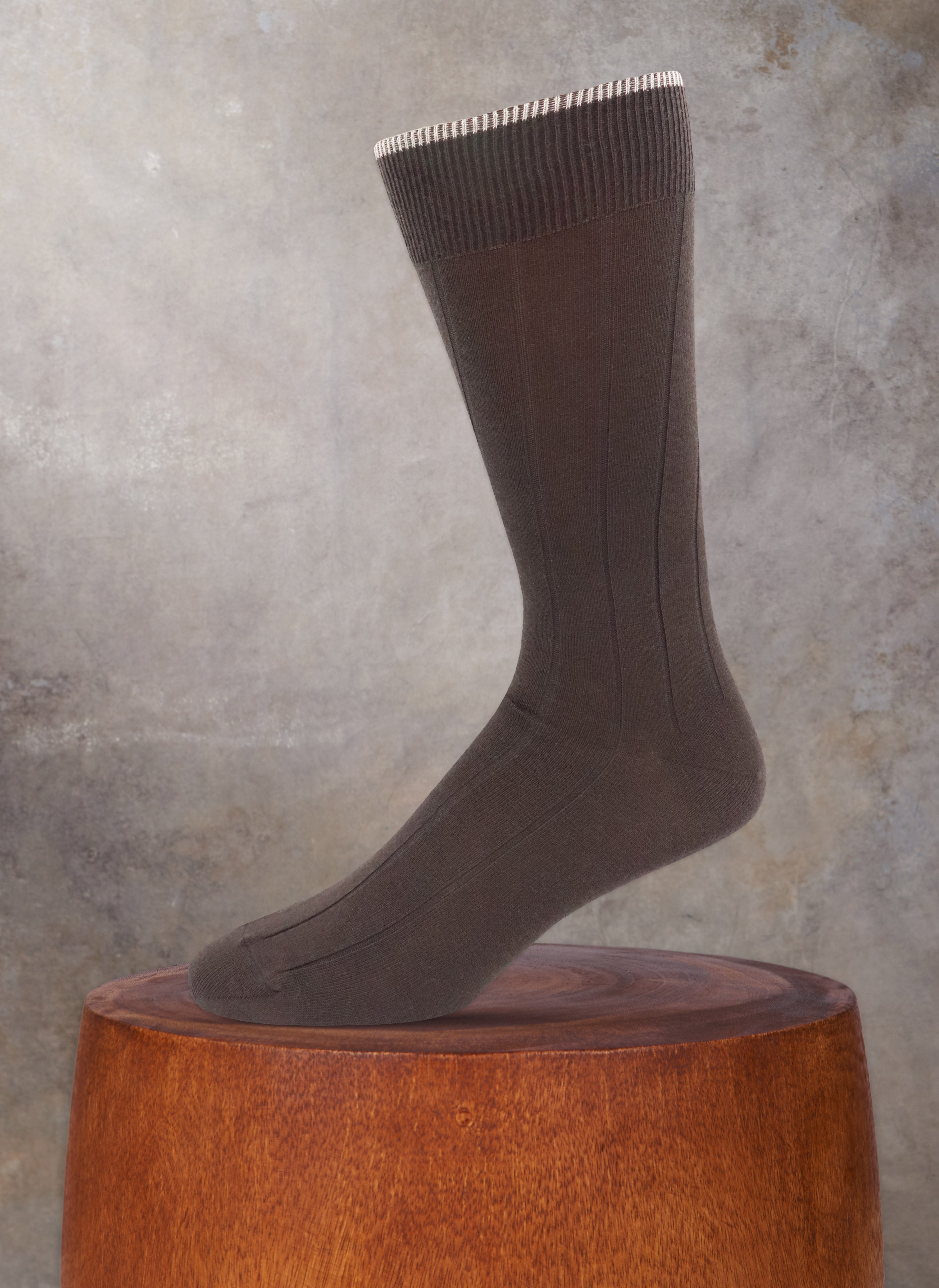 Solid Wide Rib Sock in Brown – Lorenzo Uomo
