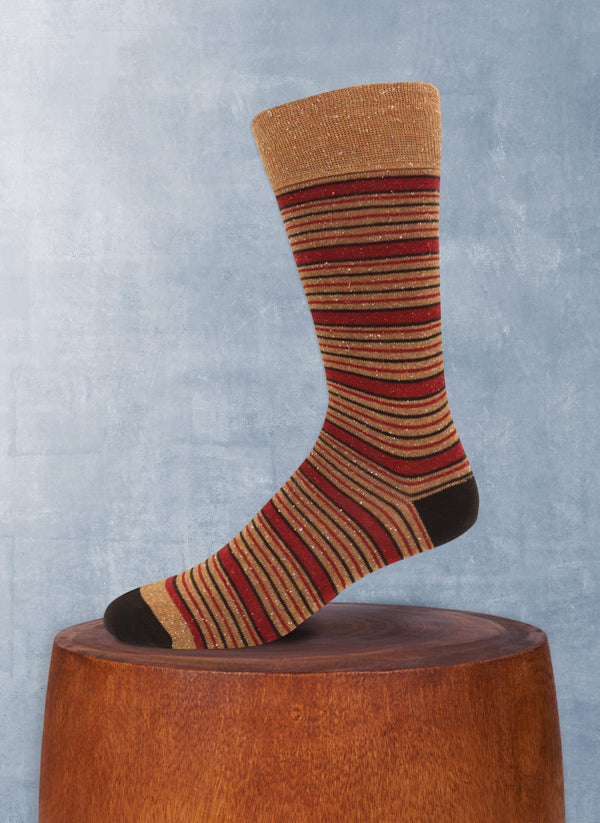 Silk Multi Stripe Sock in Taupe