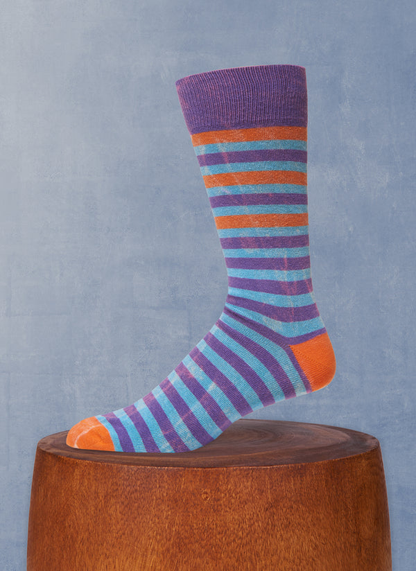Stonewashed Stripe Sock in Purple and Light Blue