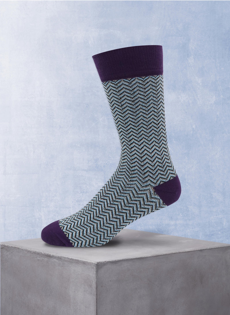 Herringbone Cotton Sock in Purple