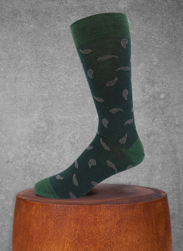 Small Paisley Cotton Sock in Heathered Hunter