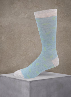 Small Paisley Cotton Sock in Heathered Light Grey
