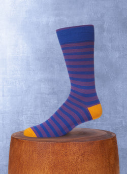 Merino Wool Rugby Stripe Sock in Navy and Purple