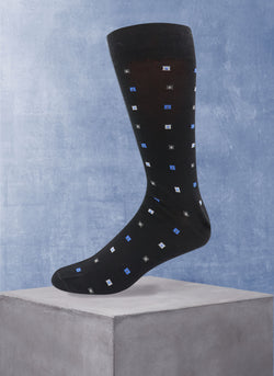 Merino Wool Multi Square Sock in Black