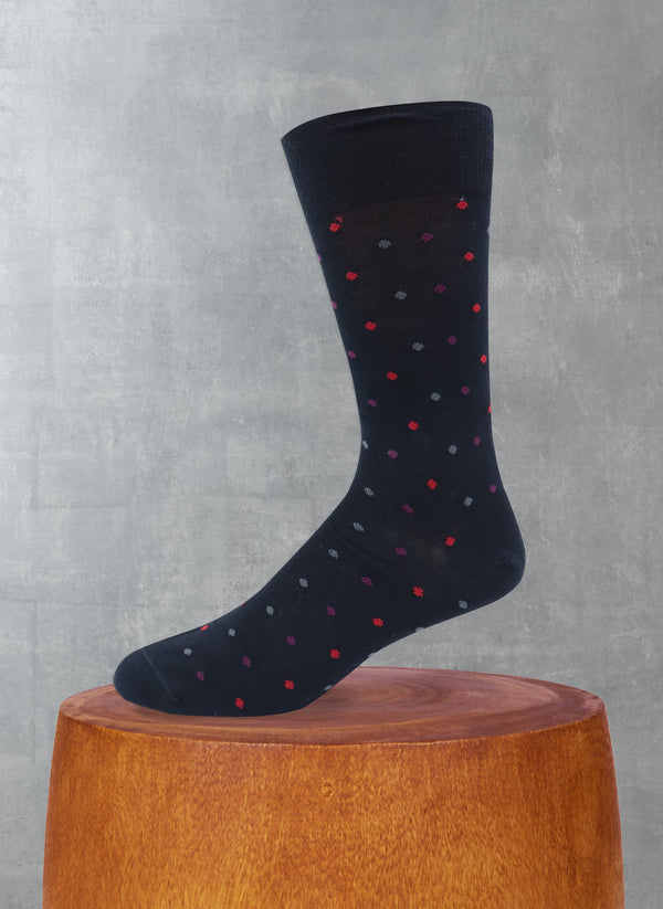 Merino Wool Dots Sock in Black and Red
