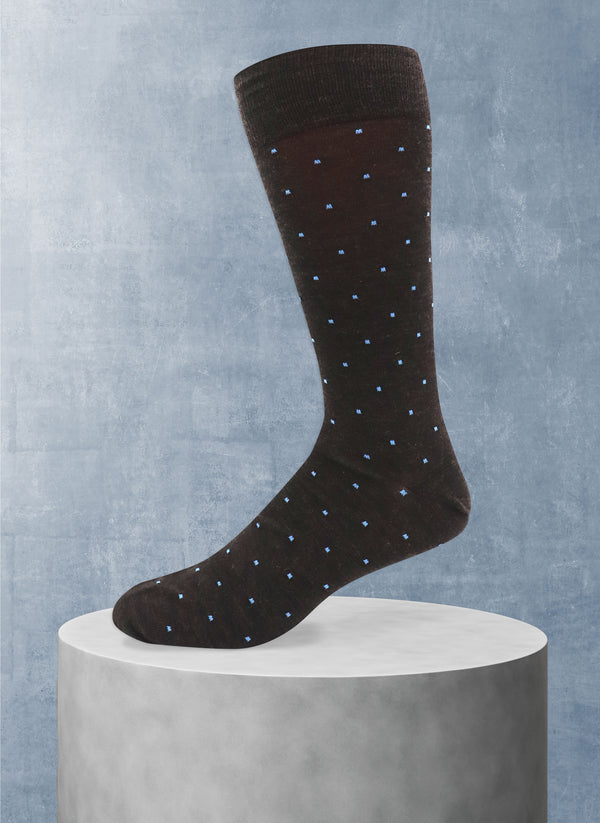Merino Wool Small Dots Sock in Brown and Blue