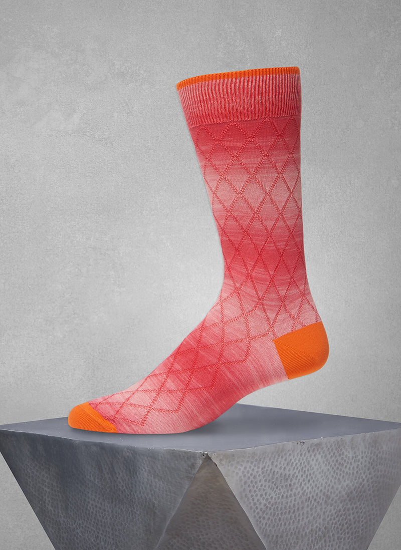 Space Dyed Diamond Sock in Orange