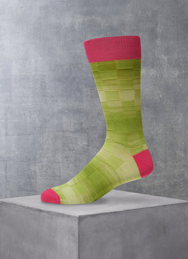 Space Dyed Basketweave Sock in Green
