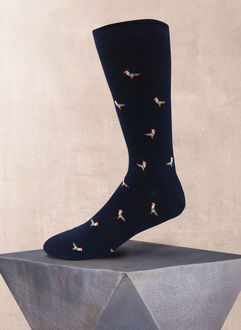 Roosters Sock in Navy