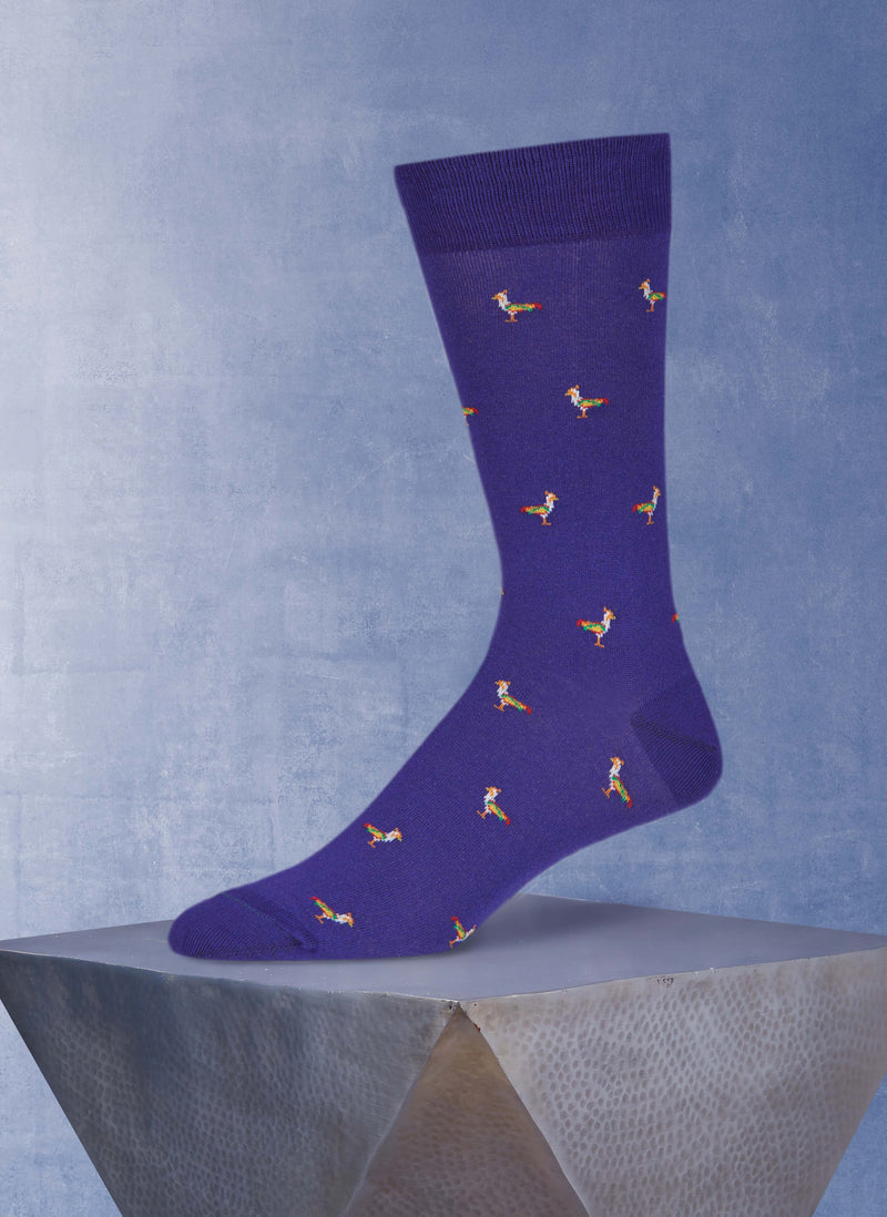 Roosters Sock in Purple