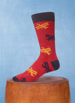 Stonewashed Airplanes Sock in Red
