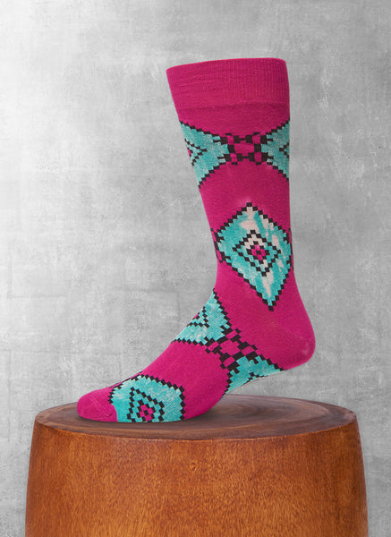 Stonewashed Aztec Diamond Sock in Pink – Lorenzo Uomo
