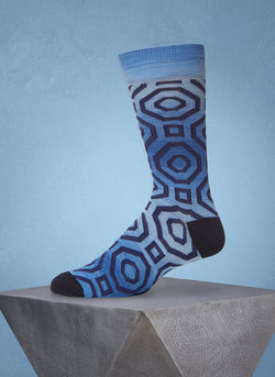 Space Dyed Octagon Sock in Blue