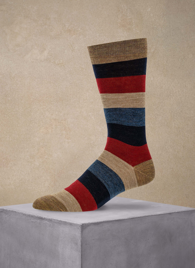 Merino Wool Color Block Sock in Taupe