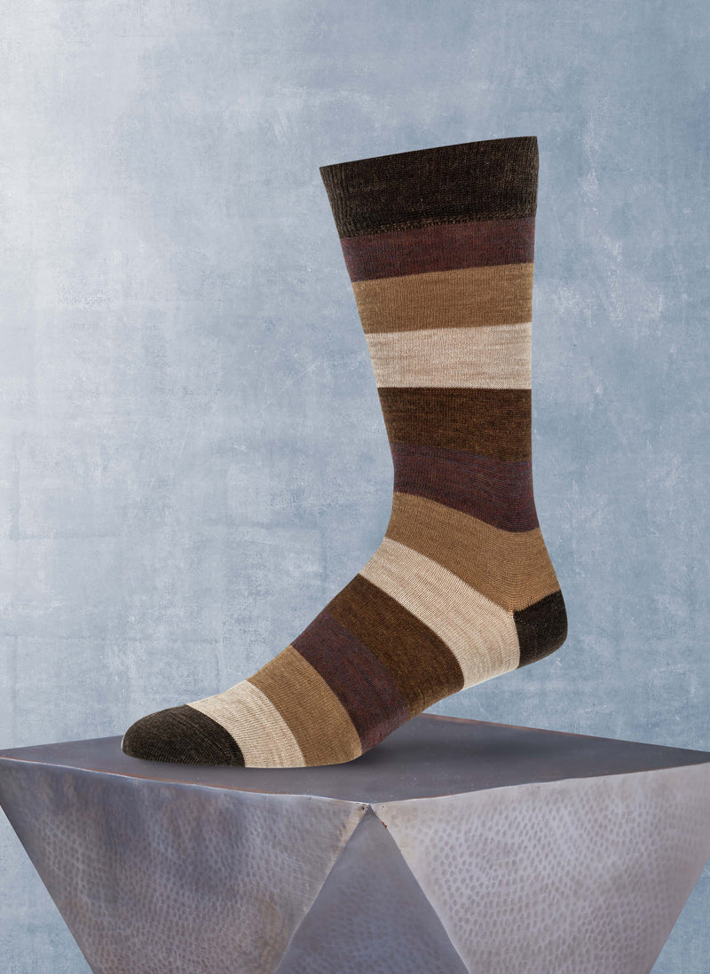 Merino Wool Color Block Sock in Burgundy