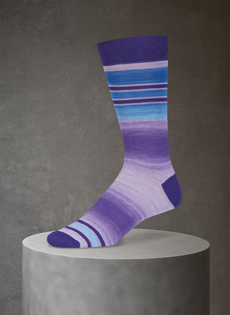 Space Dye Band Stripe Sock in Purple
