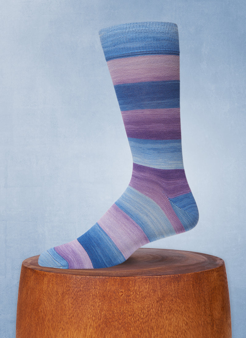 Space Dyed Stripe Sock in Blue