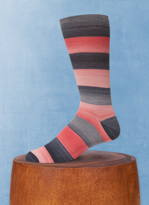 Space Dyed Stripe Sock in Grey