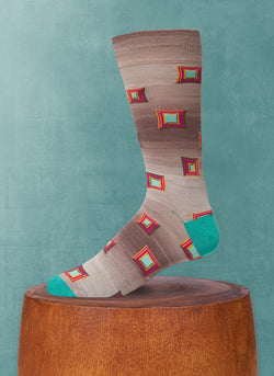 Space Dyed Stacked Square Sock in Grey