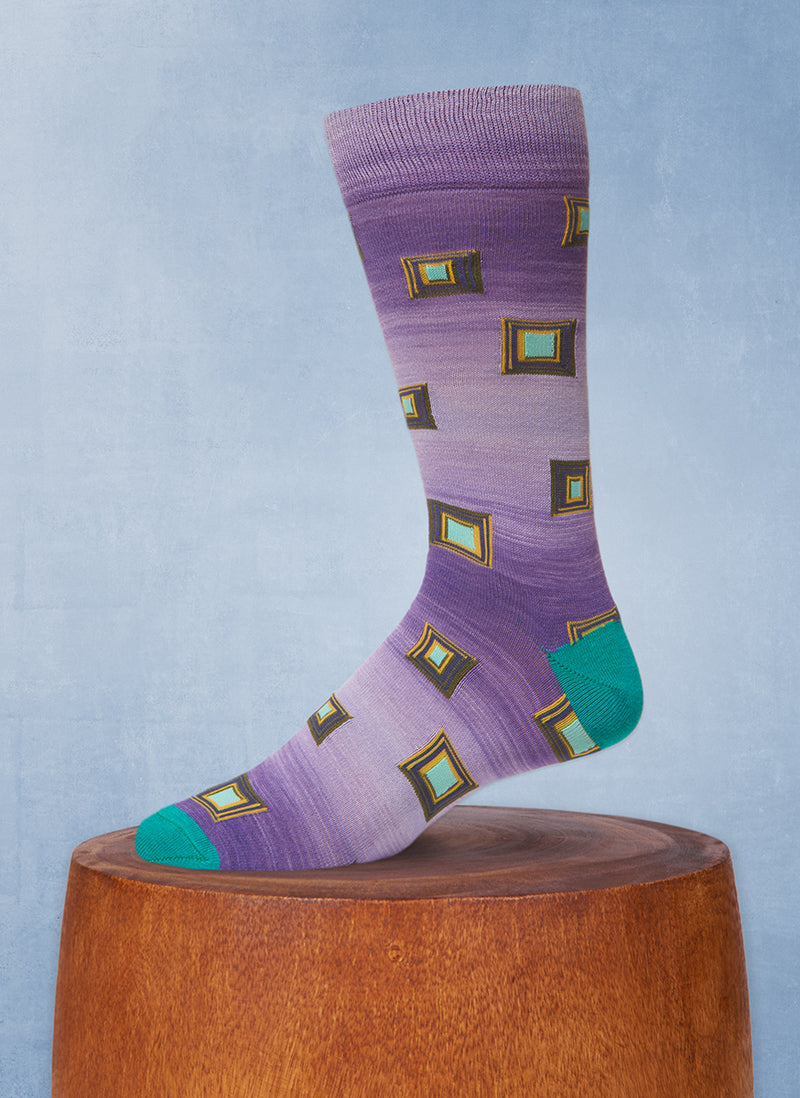 Space Dyed Stacked Square Sock in Purple