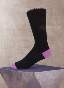 Solid Cashmere Ribbed Sock in Black and Purple