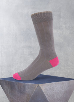 Solid Cashmere Ribbed Sock in Grey and Pink