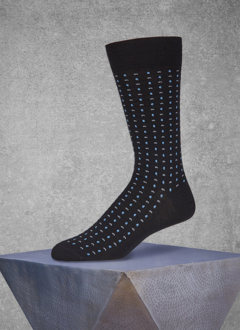Merino Micro Paisley Sock in Black