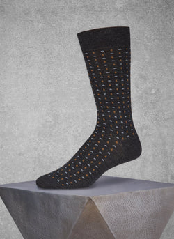 Merino Micro Paisley Sock in Charcoal
