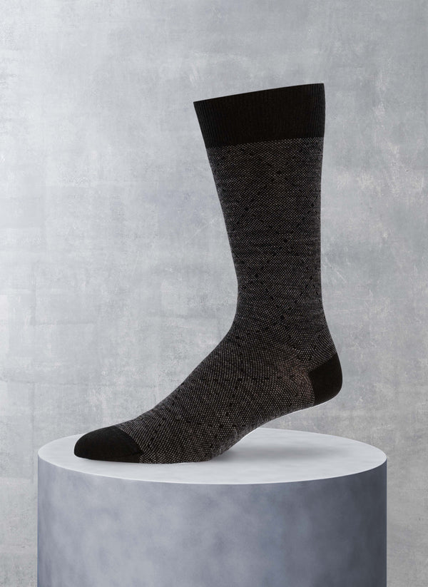 Merino Wool Light Diamond Sock in Black